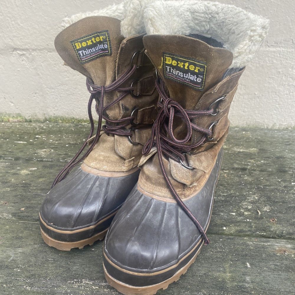 DEXTER Men's 9 Duck Boots Rubber Leather Thinsulate‎ Steel Shank Lace Up